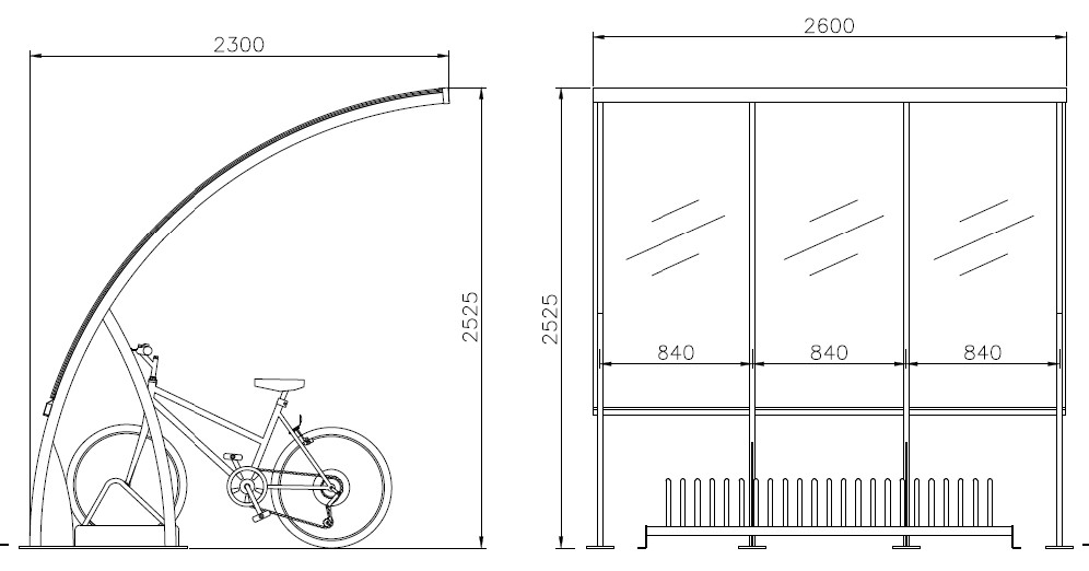 Détail Côtes Abri vélos Piémont